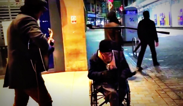 homeless man takes mic