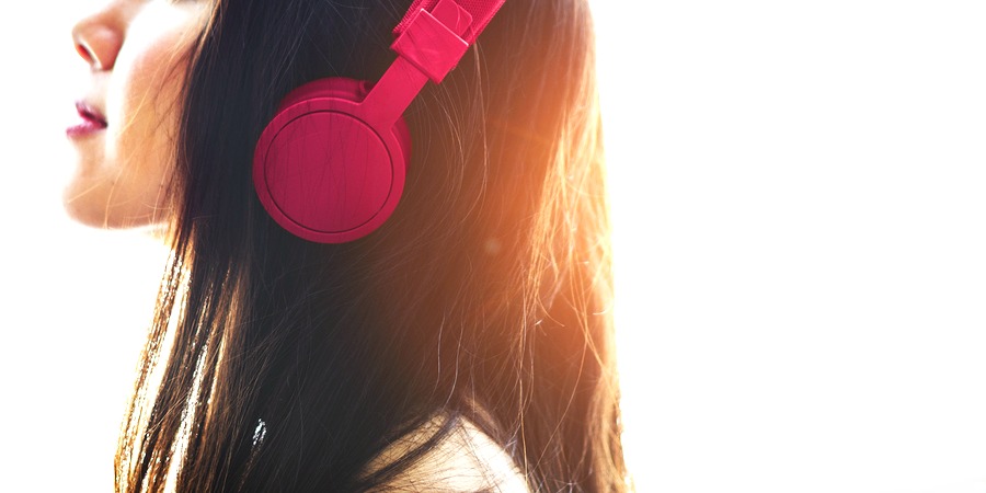Woman Listening Music Media Entertainment Relaxation Concept