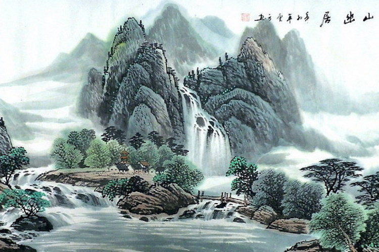 Chinese-Waterfall-Painting Chinese-Waterfall-Painting